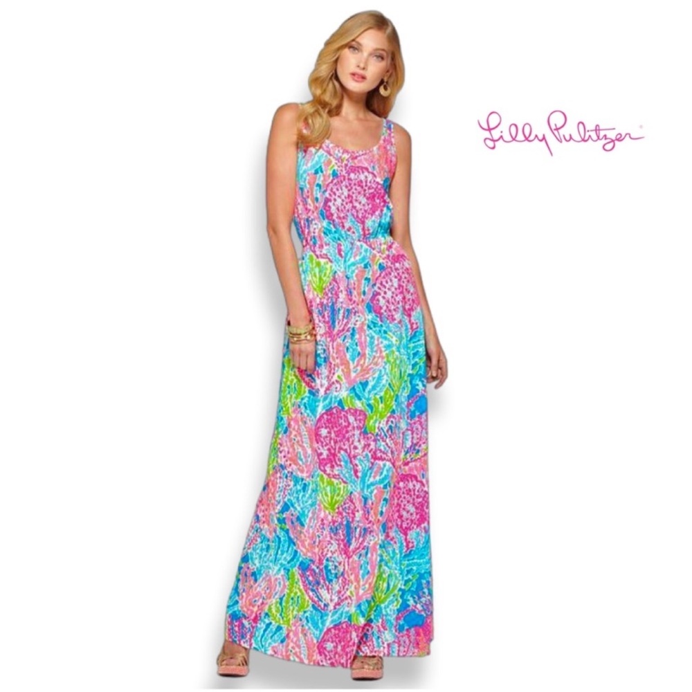 Lilly Pulitzer Bright Floral Tank Lets cha cha Maxi Dress